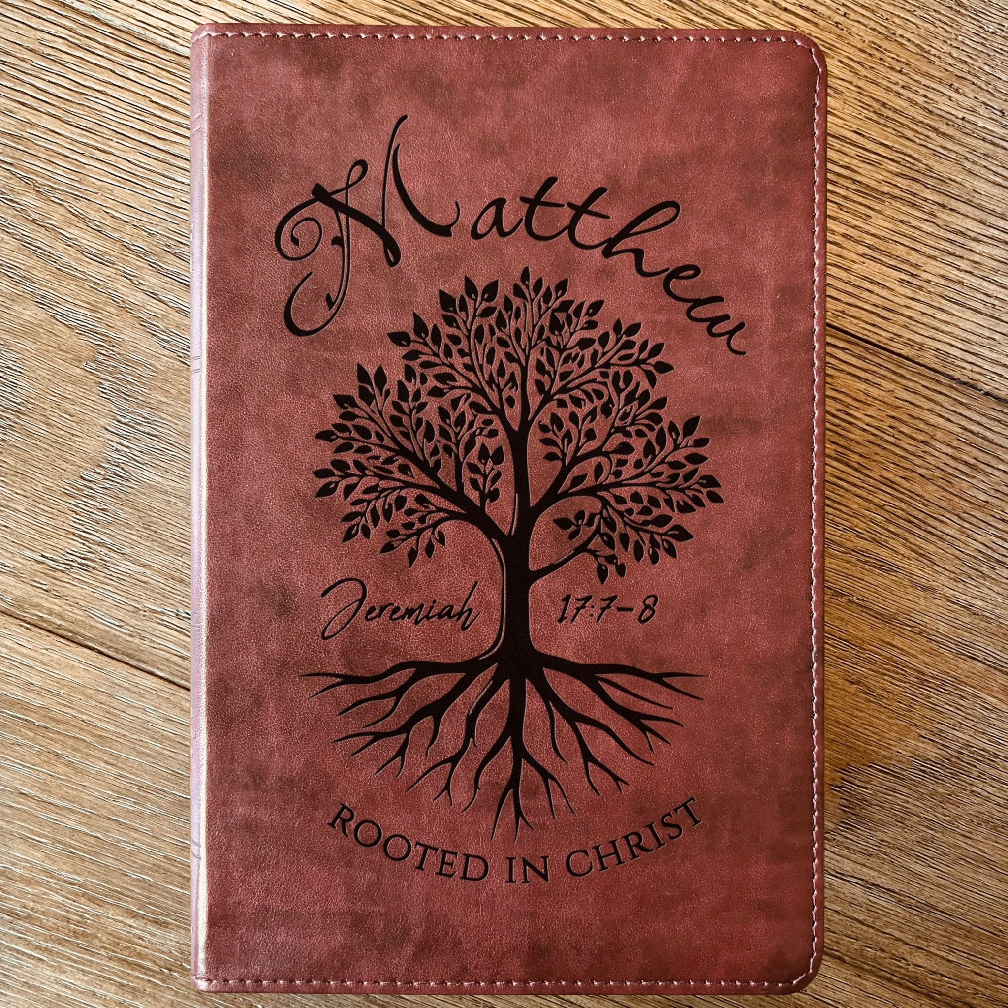 Personalized ESV Large Print Bible, Custom Engraved Name, Rooted in Christ Tree Design, Christian Gift, Bible Gifts for Her, Gifts for Him - Religious Books - Aylev