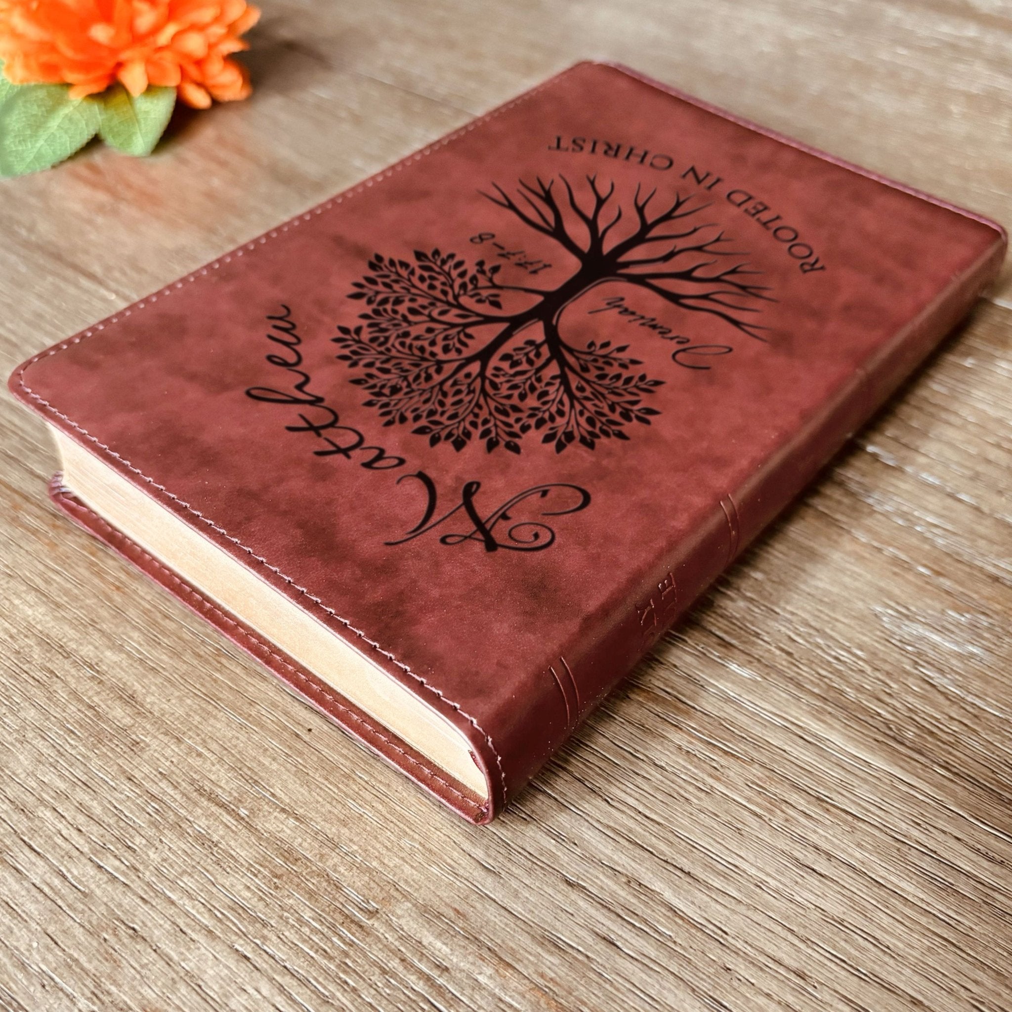 Personalized ESV Large Print Bible, Custom Engraved Name, Rooted in Christ Tree Design, Christian Gift, Bible Gifts for Her, Gifts for Him - Religious Books - Aylev