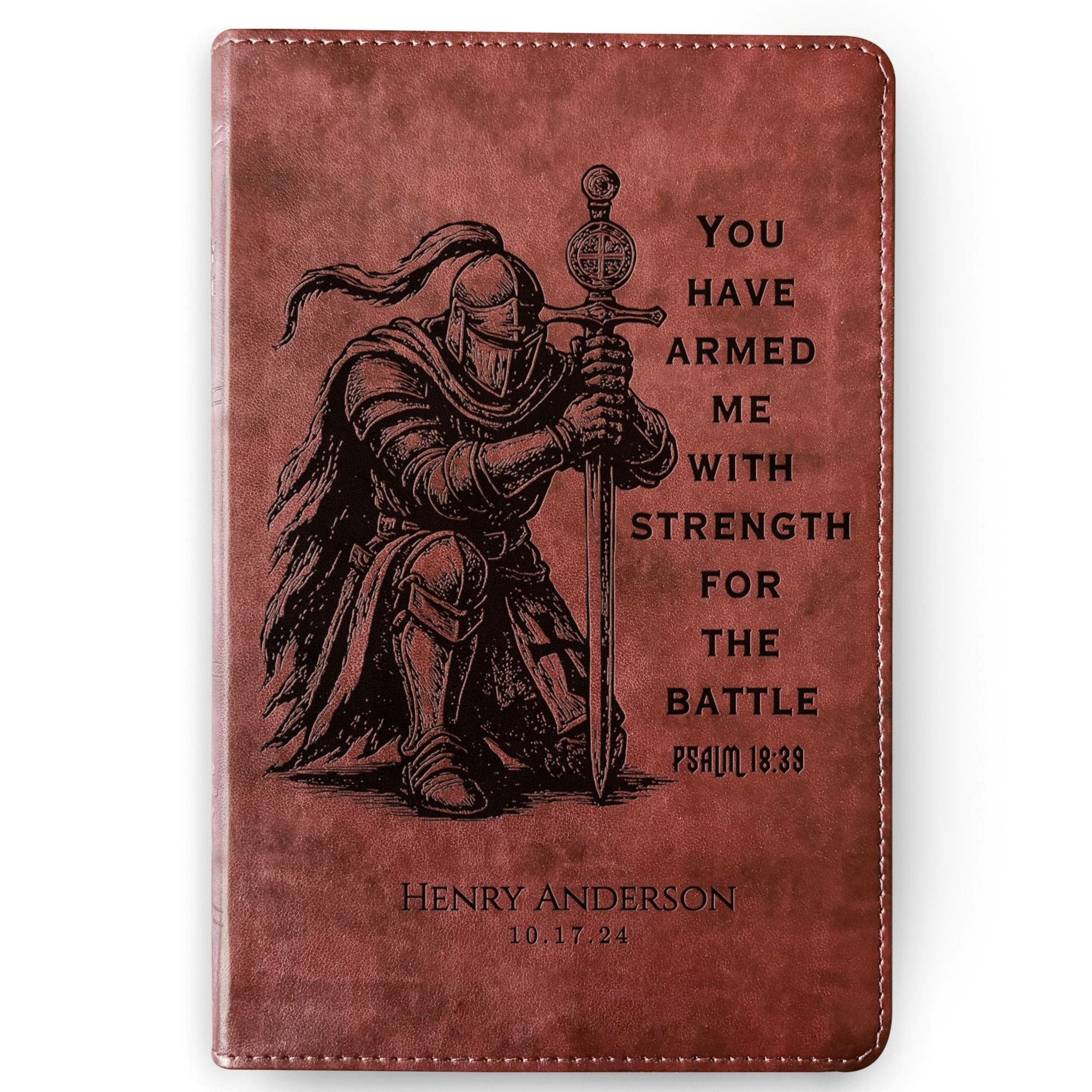 Personalized Bible for Men, ESV Large Print Bible, Custom Bible Engraved Name, Knight Warrior Design, Christian Gift, Bible Gifts for Him - Religious Books - Aylev