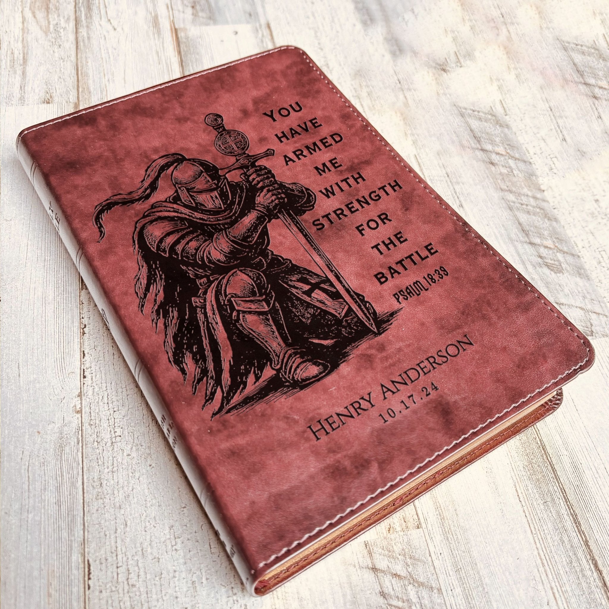 Personalized Bible for Men, ESV Large Print Bible, Custom Bible Engraved Name, Knight Warrior Design, Christian Gift, Bible Gifts for Him - Religious Books - Aylev