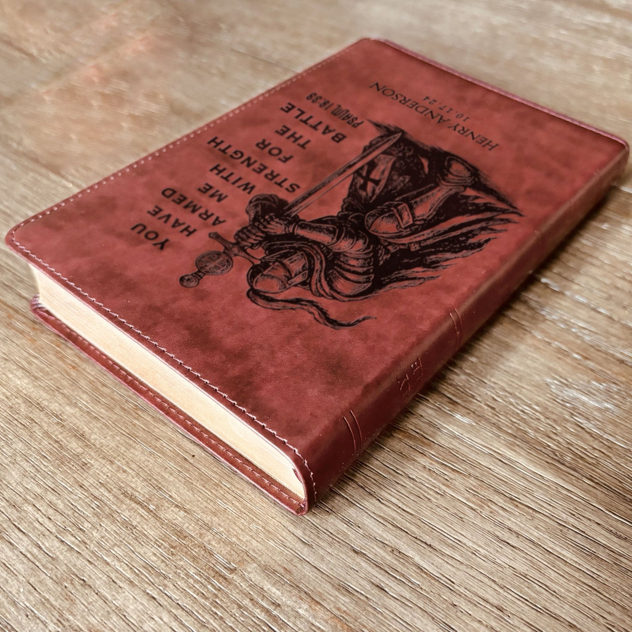 Personalized Bible for Men, ESV Large Print Bible, Custom Bible Engraved Name, Knight Warrior Design, Christian Gift, Bible Gifts for Him - Religious Books - Aylev