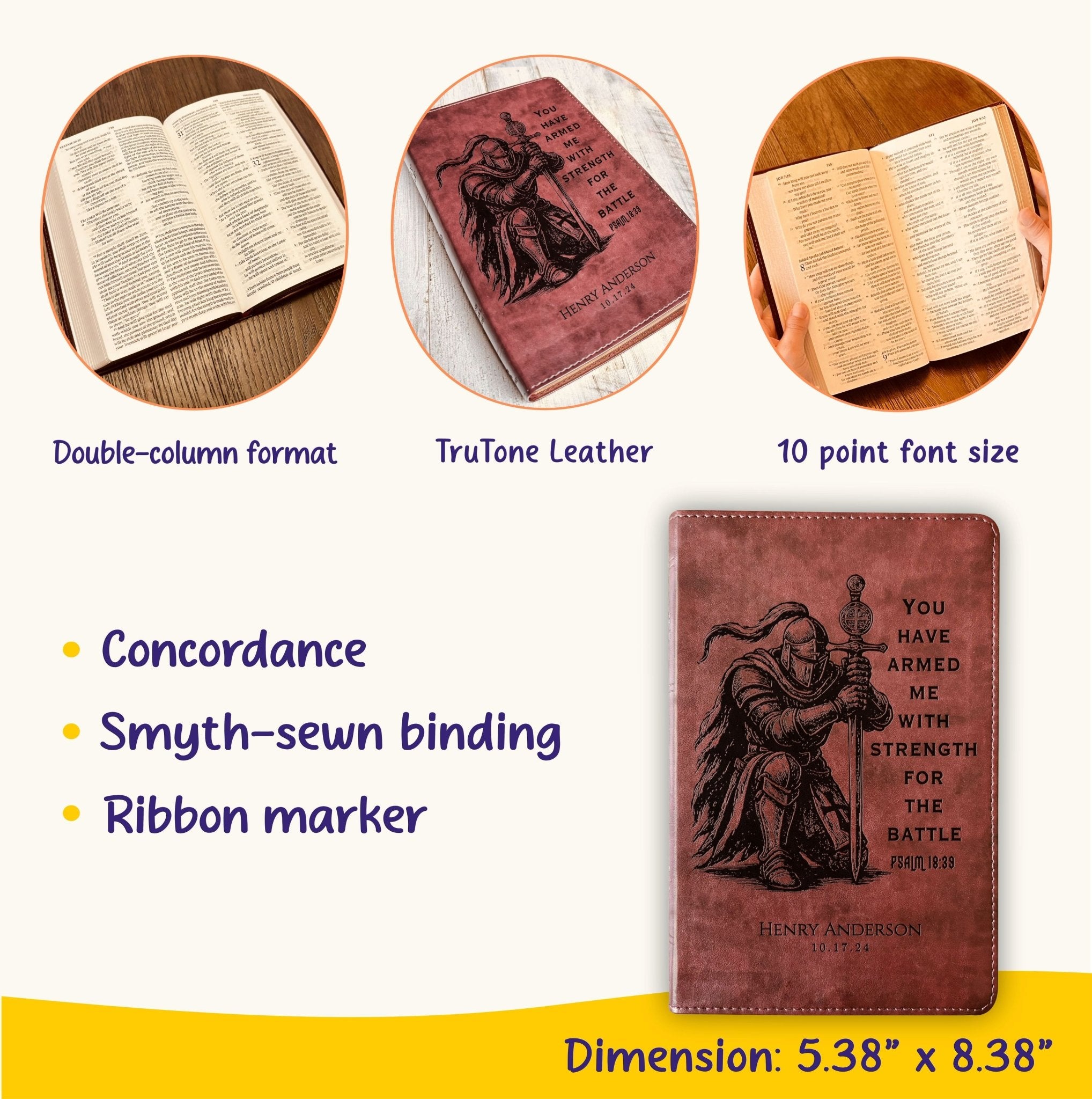 Personalized Bible for Men, ESV Large Print Bible, Custom Bible Engraved Name, Knight Warrior Design, Christian Gift, Bible Gifts for Him - Religious Books - Aylev