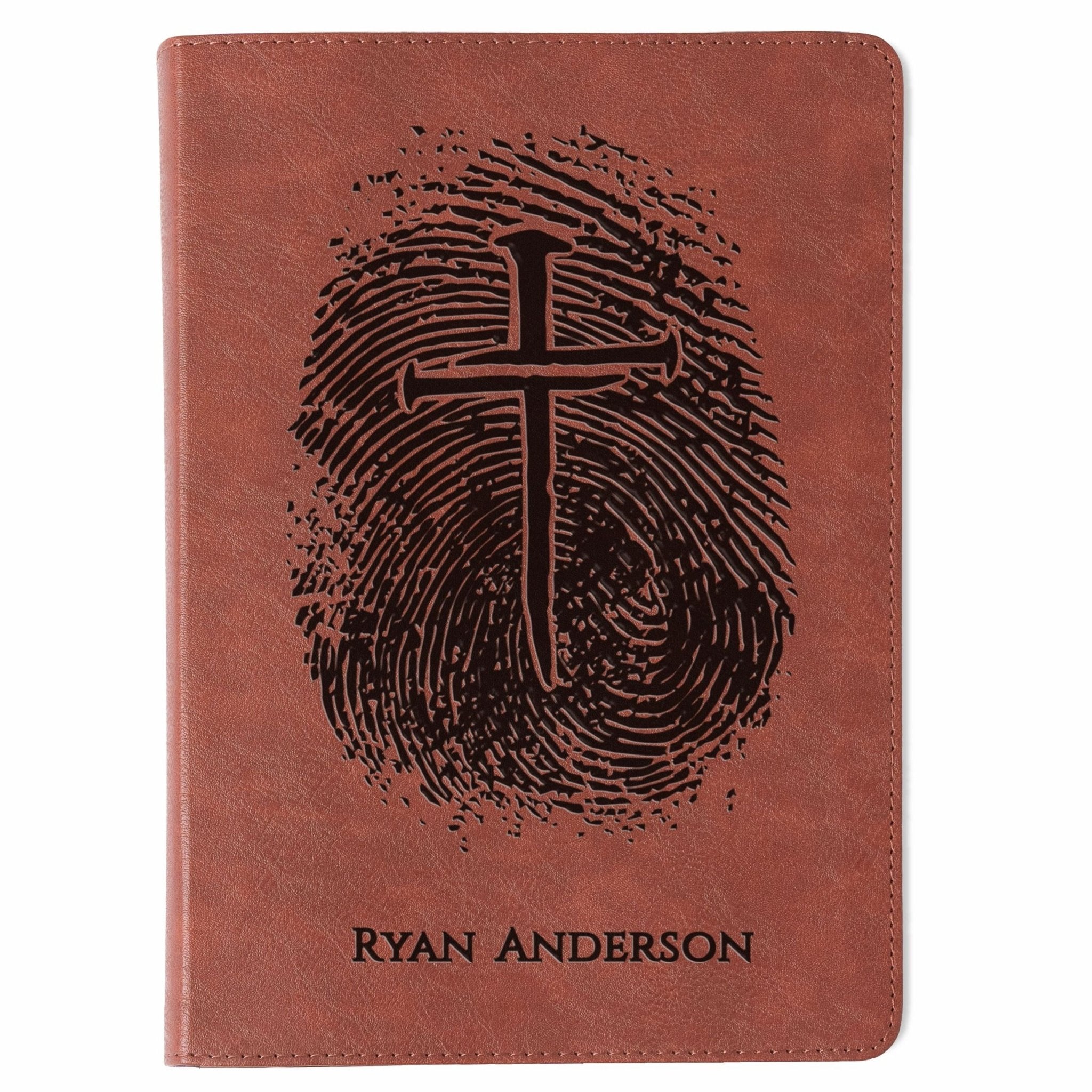 Personalized ESV Study Bible for Men, Custom Engraved Bible with Name, Fingerprint Cross Design, Christian Gift for Him, Baptism Gift - Religious Books - Aylev