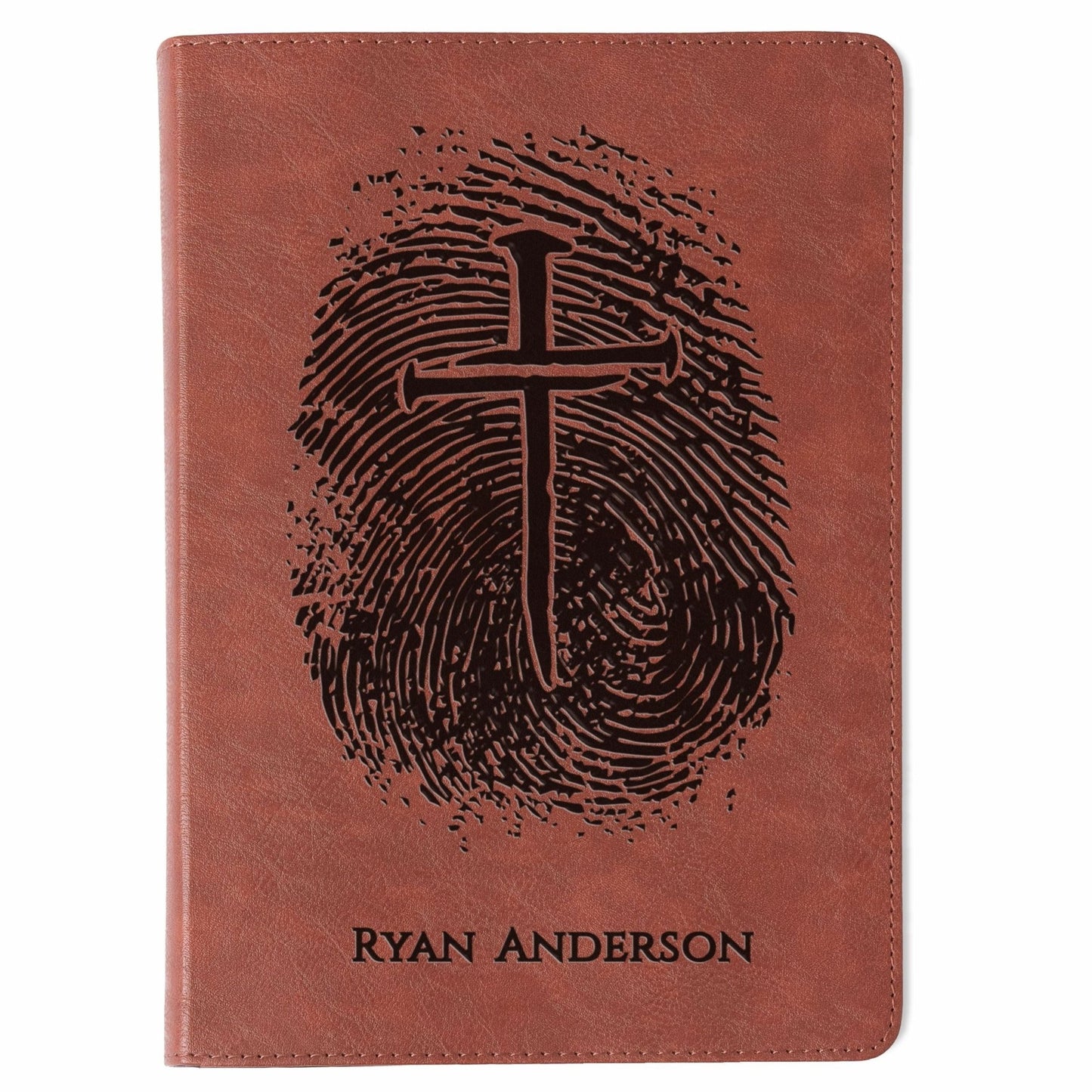 Personalized ESV Study Bible for Men, Custom Engraved Bible with Name, Fingerprint Cross Design, Christian Gift for Him, Baptism Gift - Religious Books - Aylev