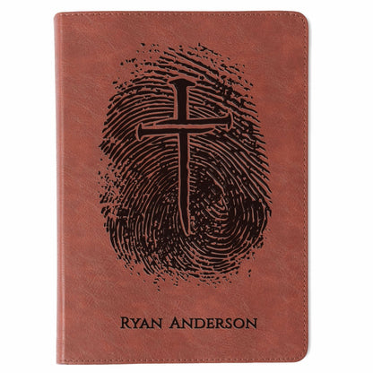 Personalized ESV Study Bible for Men, Custom Engraved Bible with Name, Fingerprint Cross Design, Christian Gift for Him, Baptism Gift - Religious Books - Aylev