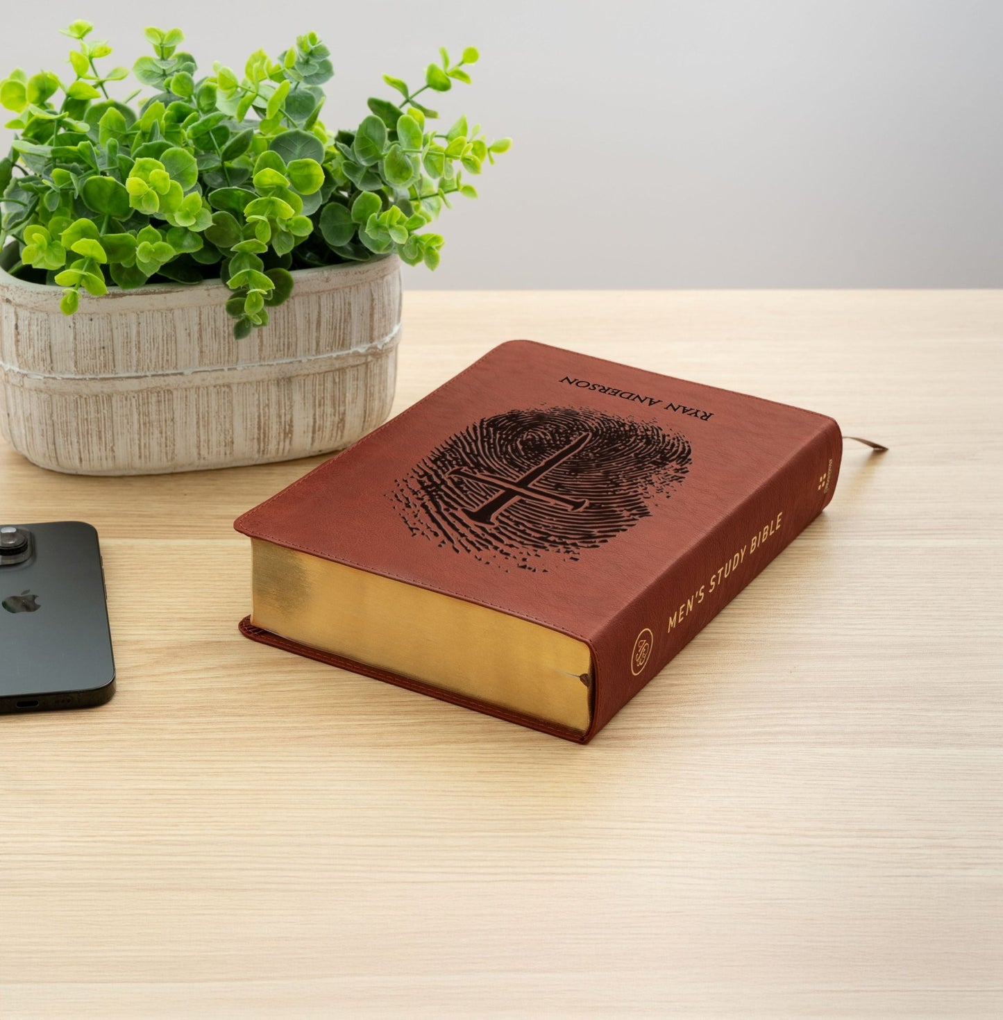 Personalized ESV Study Bible for Men, Custom Engraved Bible with Name, Fingerprint Cross Design, Christian Gift for Him, Baptism Gift - Religious Books - Aylev