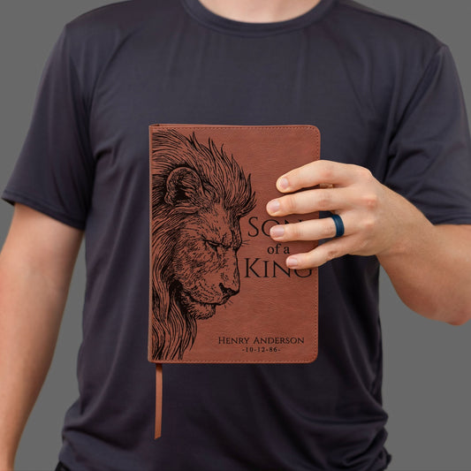 Personalized ESV Men's Study Bible, Son of a King Lion Design, Custom Engraved Name, Christian Gift, Baptism Gift, Bible Gift for Him - Religious Books - Aylev