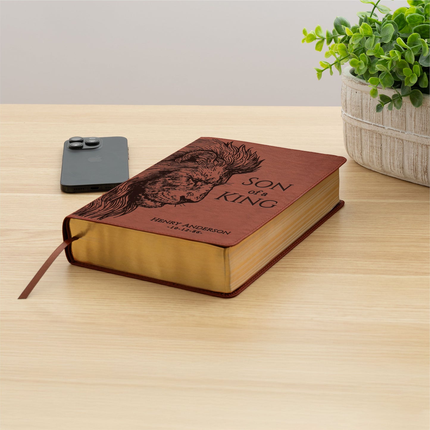 Personalized ESV Men's Study Bible, Son of a King Lion Design, Custom Engraved Name, Christian Gift, Baptism Gift, Bible Gift for Him