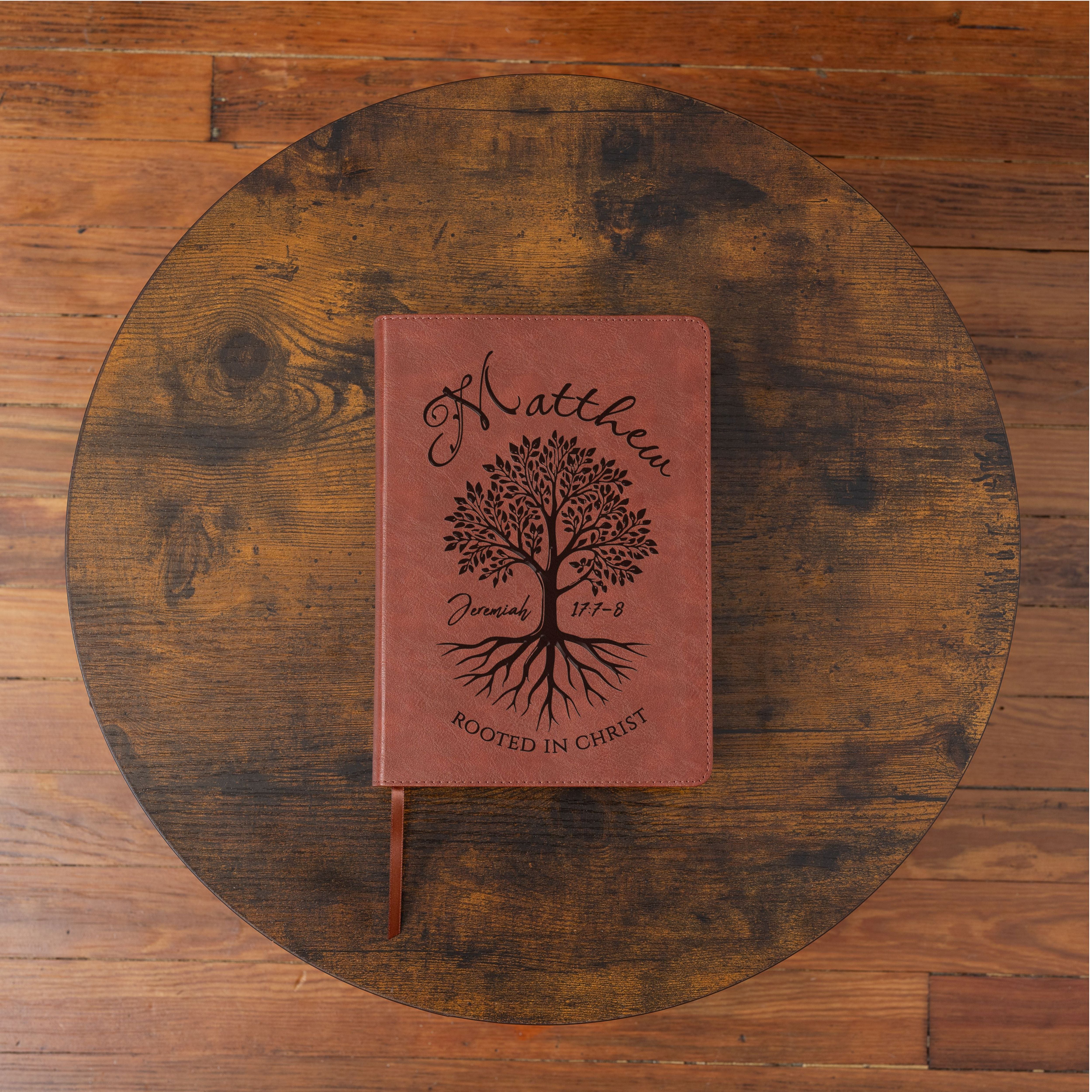 Personalized ESV Men's Study Bible, Custom Engraved Name, Rooted in Christ Tree Design, Christian Gift, Bible Gifts for Her, Gifts for Him