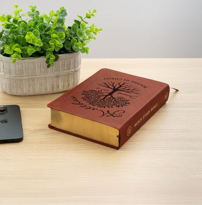 Personalized ESV Men's Study Bible, Custom Engraved Name, Rooted in Christ Tree Design, Christian Gift, Bible Gifts for Her, Gifts for Him - Religious Books - Aylev