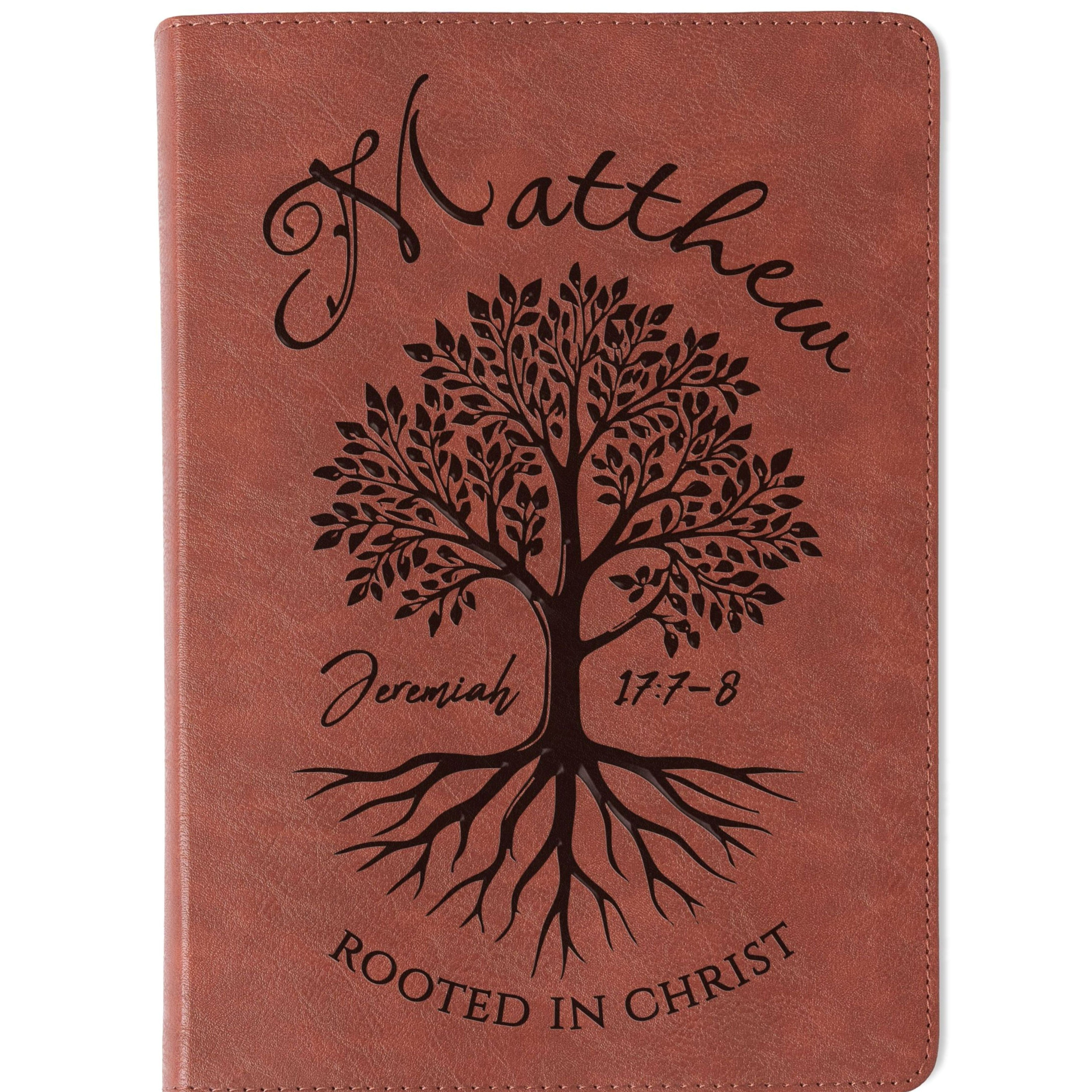 Personalized ESV Men's Study Bible, Custom Engraved Name, Rooted in Christ Tree Design, Christian Gift, Bible Gifts for Her, Gifts for Him
