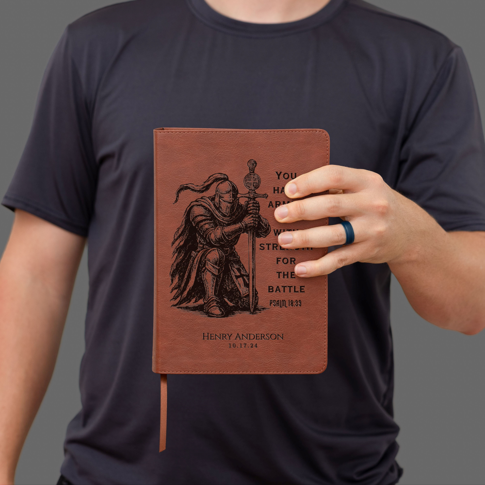 Personalized Bible for Men, ESV Men's Study Bible, Custom Bible Engraved Name, Knight Warrior Design, Christian Gift, Bible Gifts for Him