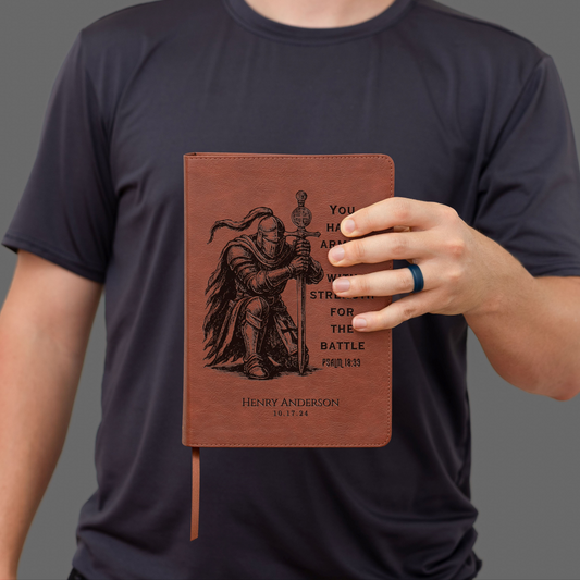 Personalized Bible for Men, ESV Men's Study Bible, Custom Bible Engraved Name, Knight Warrior Design, Christian Gift, Bible Gifts for Him