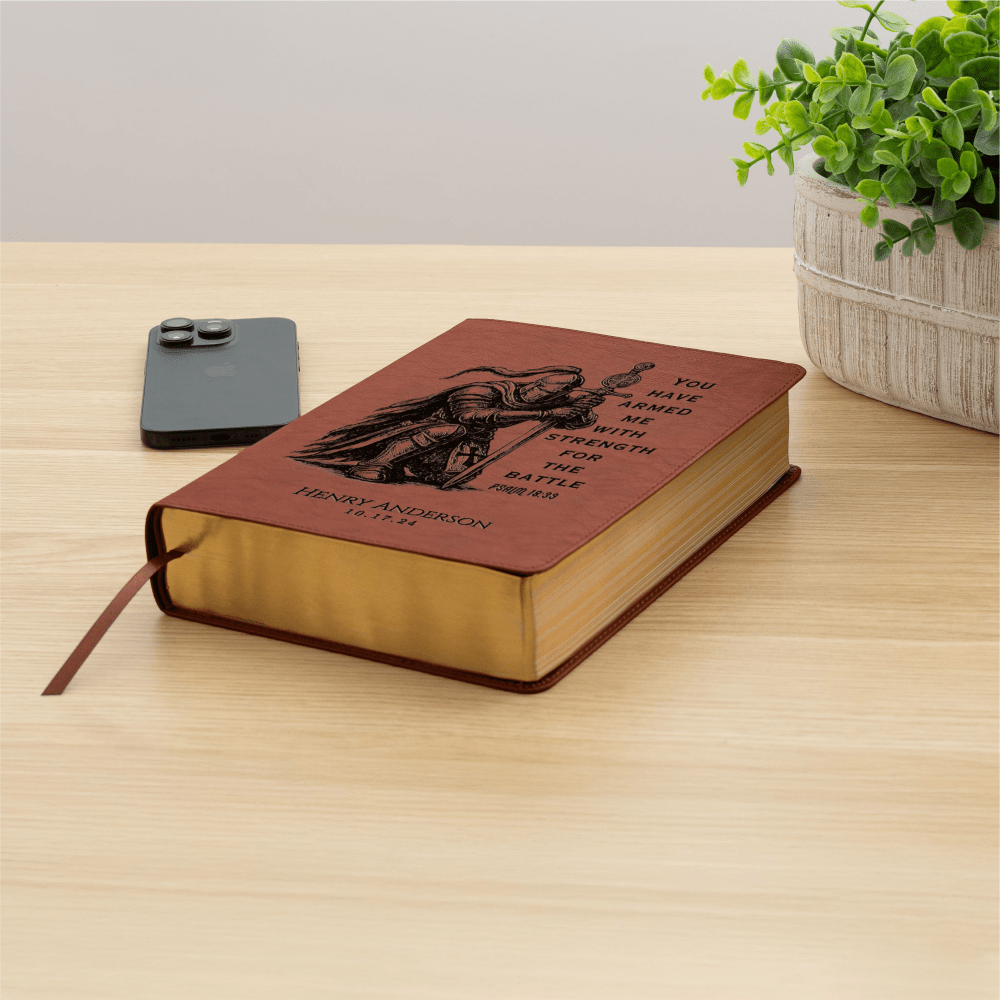 Personalized Bible for Men, ESV Men's Study Bible, Custom Bible Engraved Name, Knight Warrior Design, Christian Gift, Bible Gifts for Him - Religious Books - Aylev