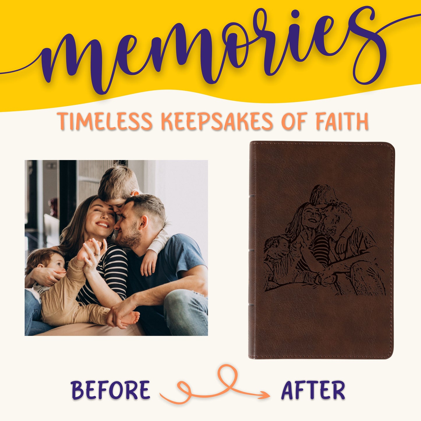 Personalized KJV Compact Bible, Your Photo Engraved, King James Version Custom Engraved Bible, Christian Gifts, Baptism Gift, Religious Gift