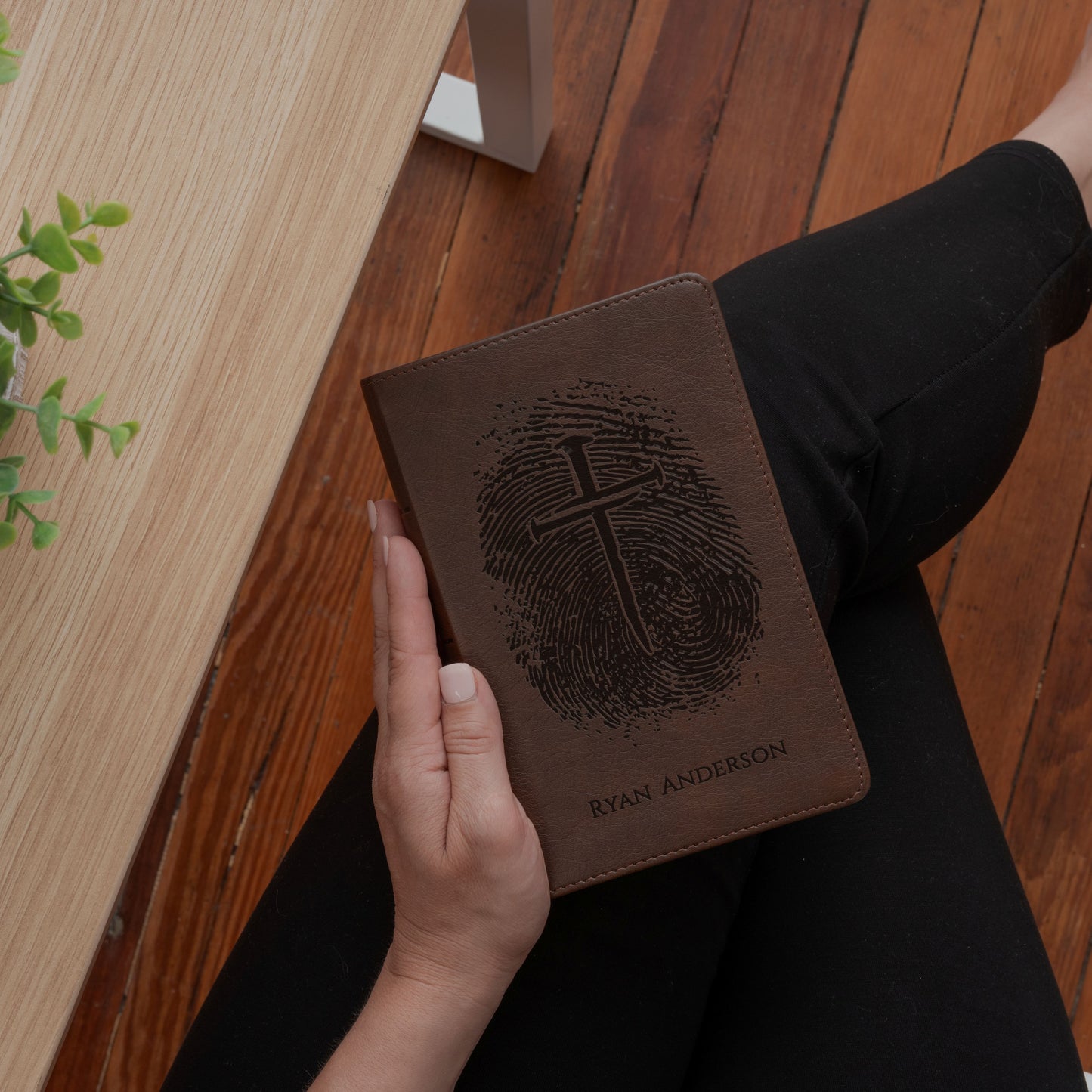 Personalized KJV Bible, Custom Fingerprint & Cross Design with Name Engraved, KJV Compact Bible, Gift for Baptism, Wedding, Confirmation