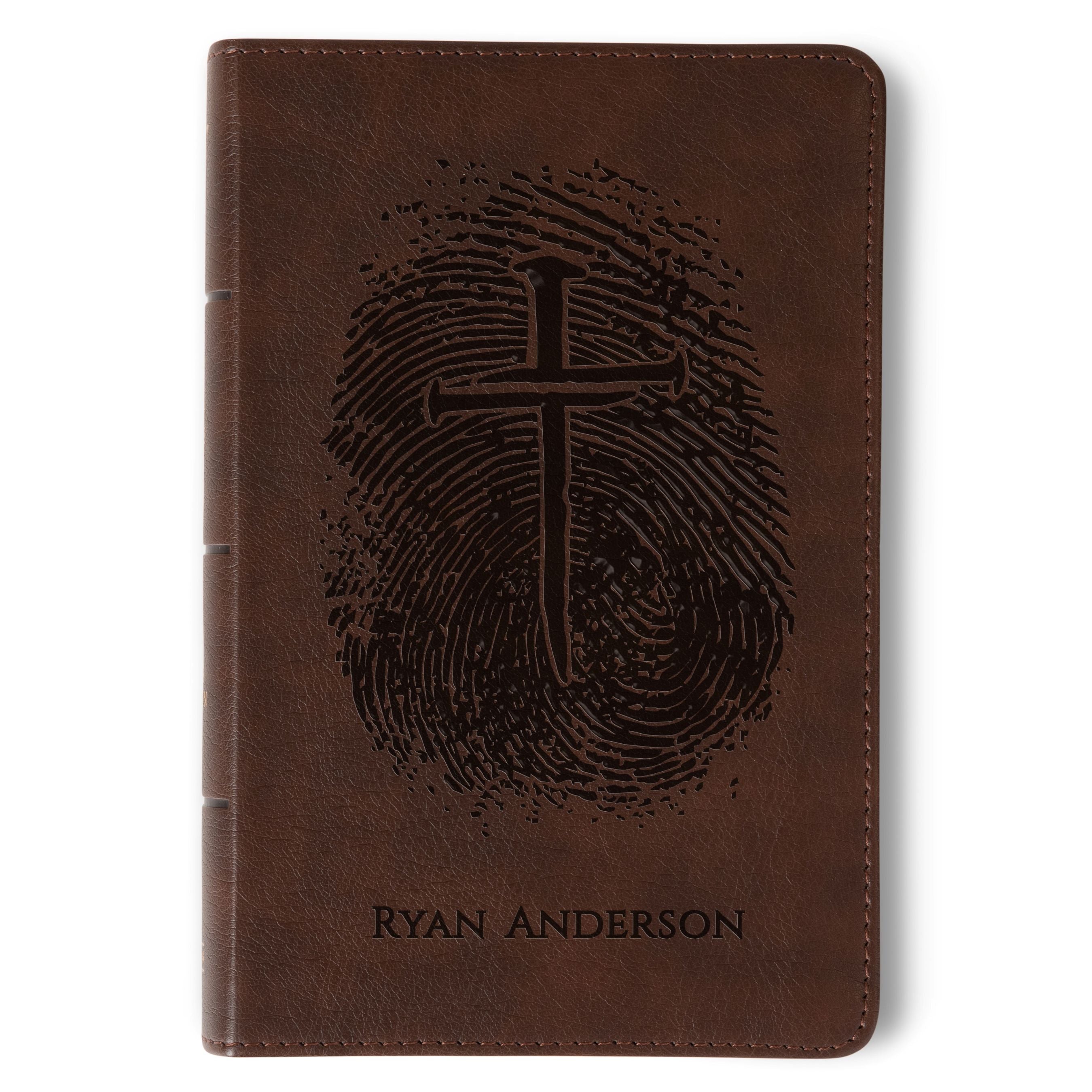 Personalized KJV Bible, Custom Fingerprint & Cross Design with Name Engraved, KJV Compact Bible, Gift for Baptism, Wedding, Confirmation