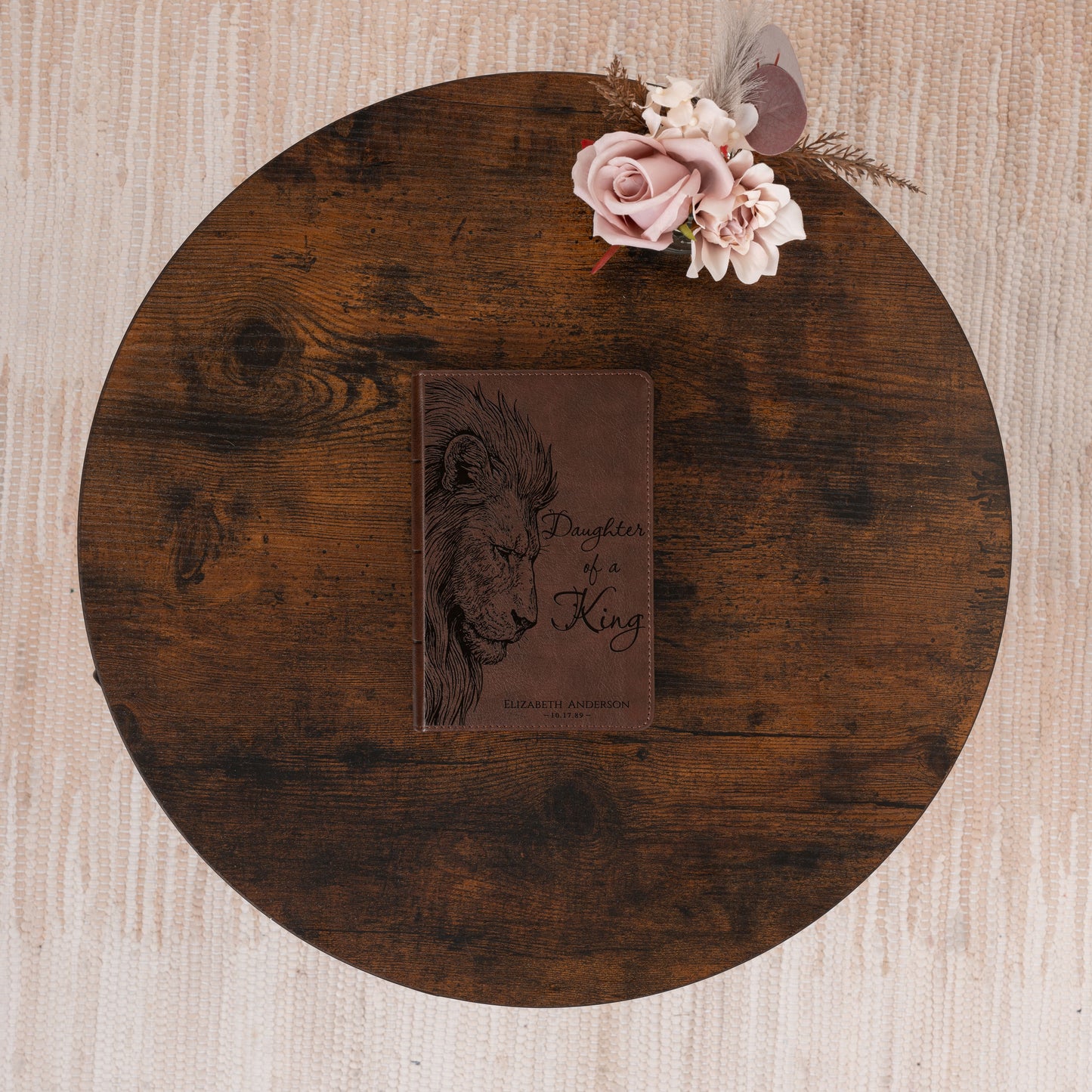 Personalized KJV Compact Bible, Daughter of a King Lion Design, Custom Engraved Name, Christian Gift, Baptism Gift, Bible Gift for Her