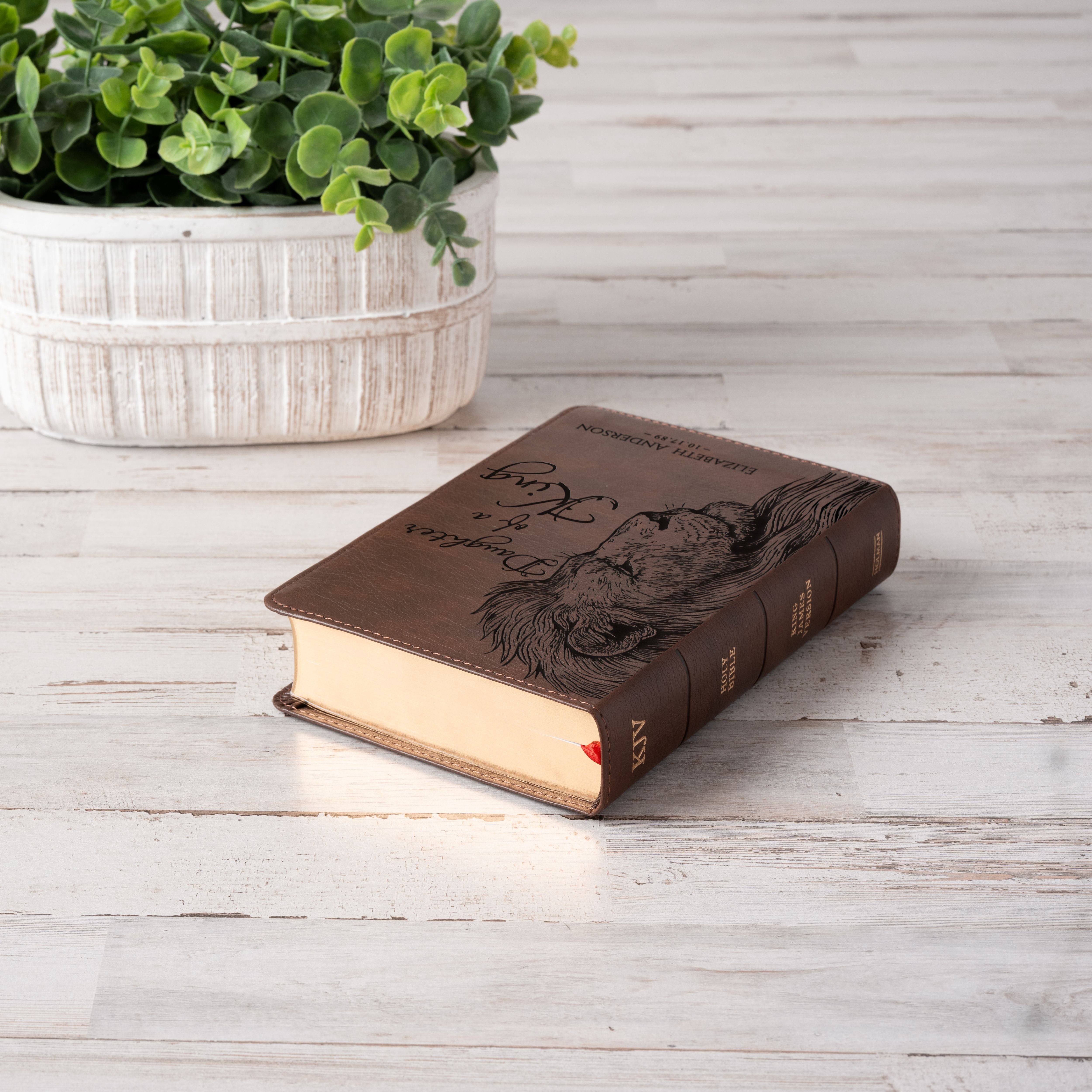 Personalized KJV Compact Bible, Daughter of a King Lion Design, Custom Engraved Name, Christian Gift, Baptism Gift, Bible Gift for Her