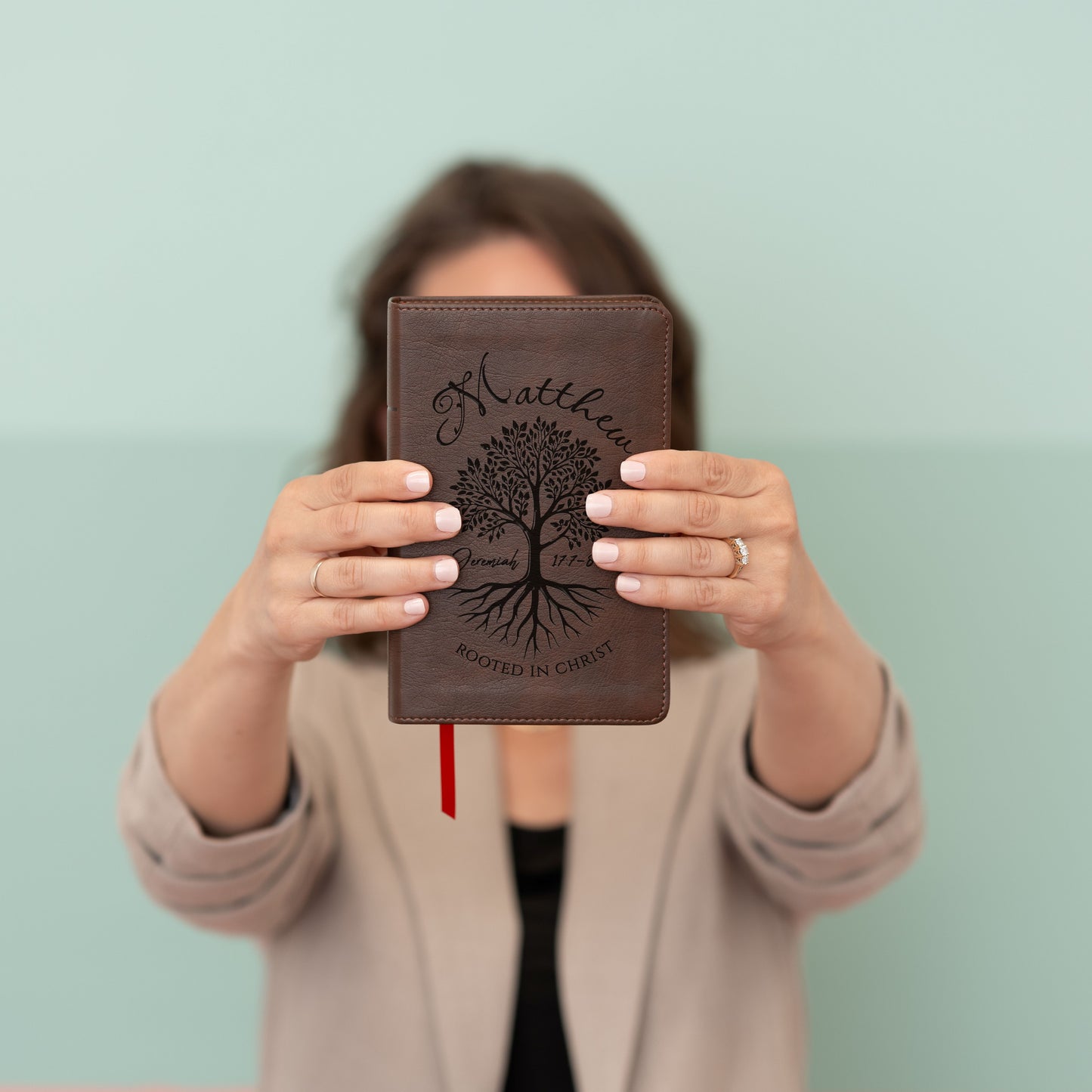 Personalized KJV Compact Bible, Custom Engraved Name, Rooted in Christ Tree Design, Christian Gift, Bible Gifts for Her, Gifts for Him