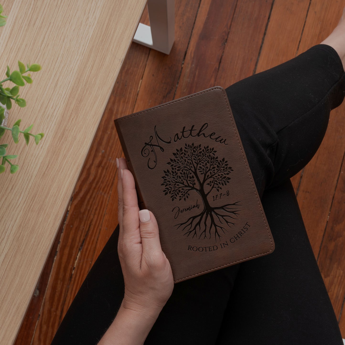 Personalized KJV Compact Bible, Custom Engraved Name, Rooted in Christ Tree Design, Christian Gift, Bible Gifts for Her, Gifts for Him