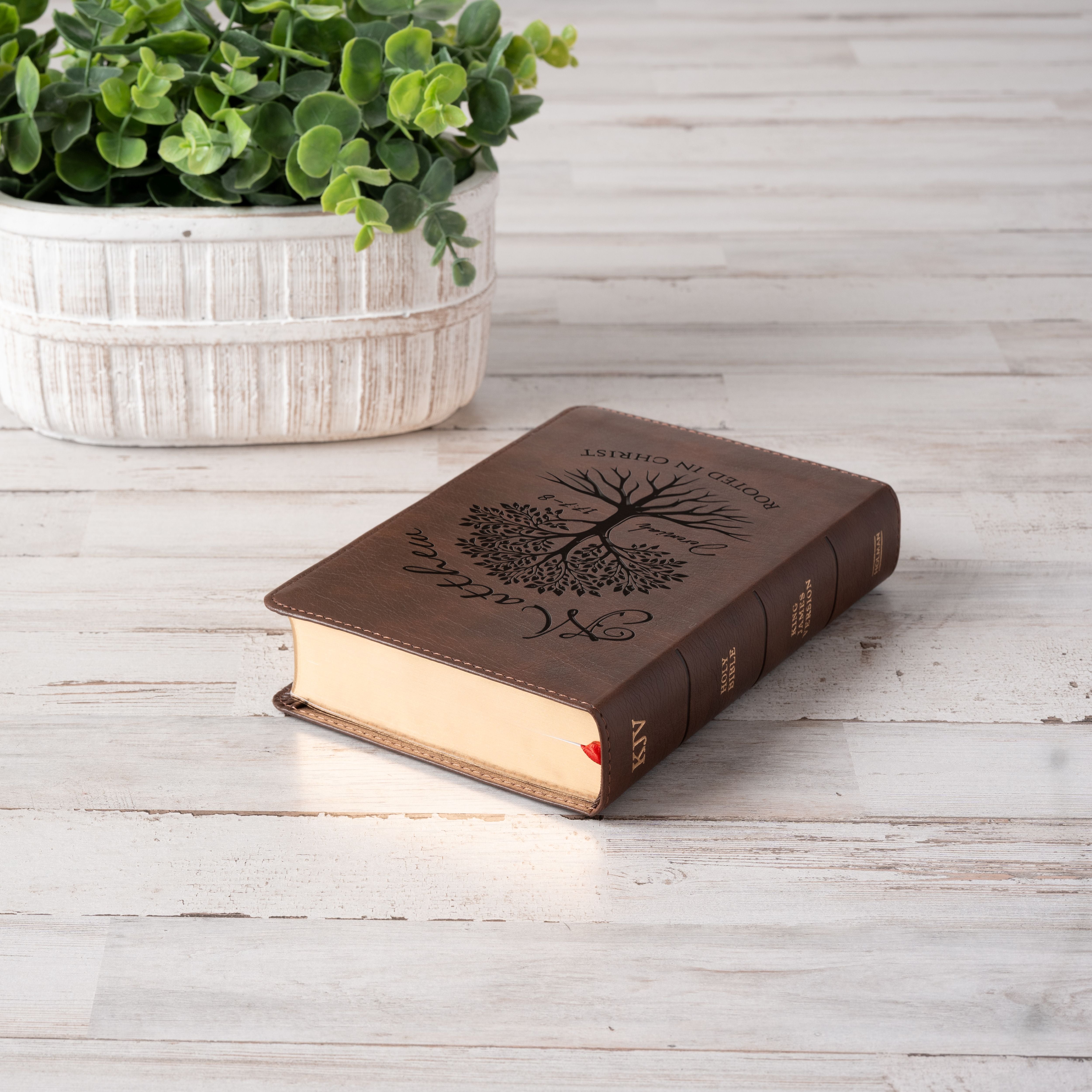Personalized KJV Compact Bible, Custom Engraved Name, Rooted in Christ Tree Design, Christian Gift, Bible Gifts for Her, Gifts for Him