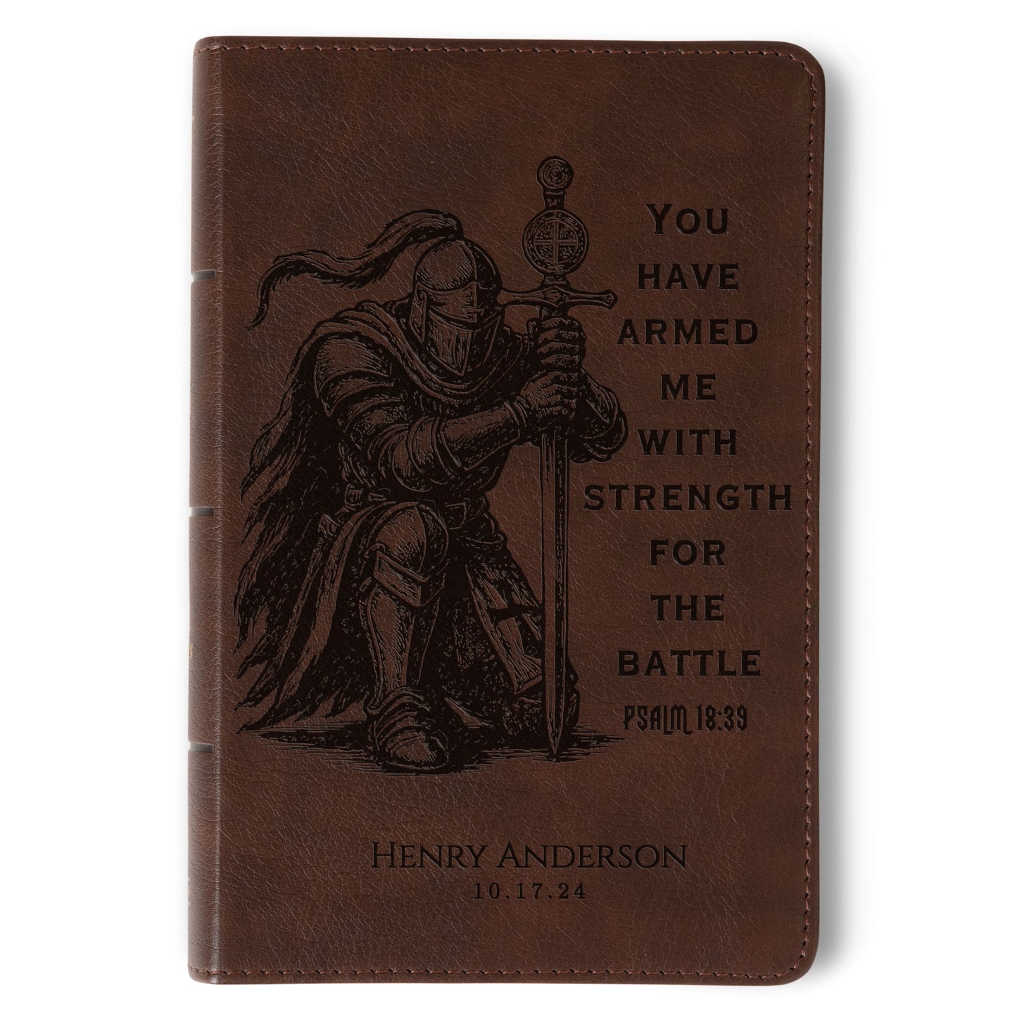 Personalized KJV Bible for Men, KJV Compact Bible, Custom Bible Engraved Name, Knight Warrior Design, Christian Gift, Bible Gifts for Him
