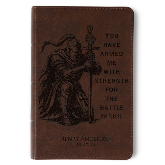 Personalized KJV Bible for Men, KJV Compact Bible, Custom Bible Engraved Name, Knight Warrior Design, Christian Gift, Bible Gifts for Him
