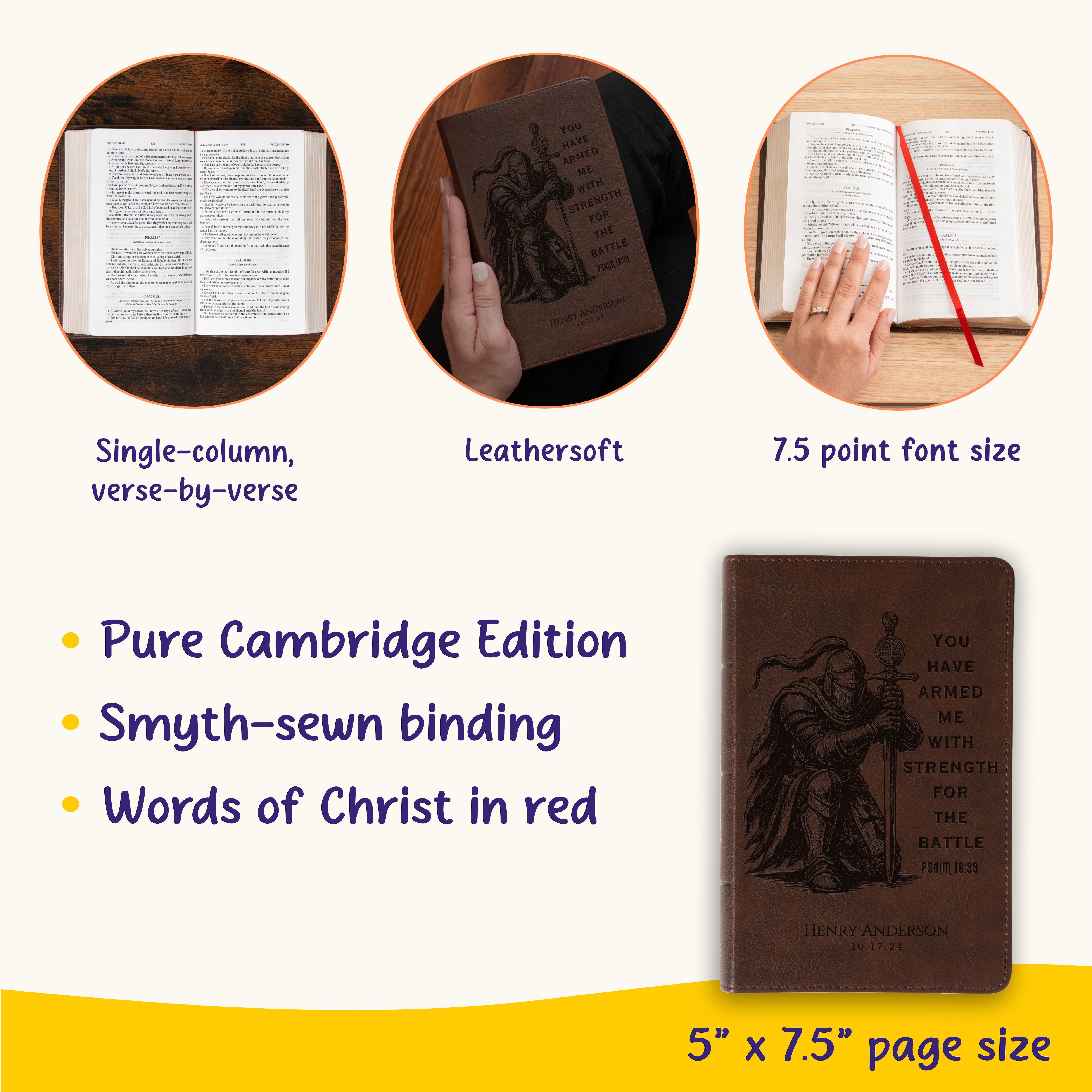 Personalized KJV Bible for Men, KJV Compact Bible, Custom Bible Engraved Name, Knight Warrior Design, Christian Gift, Bible Gifts for Him