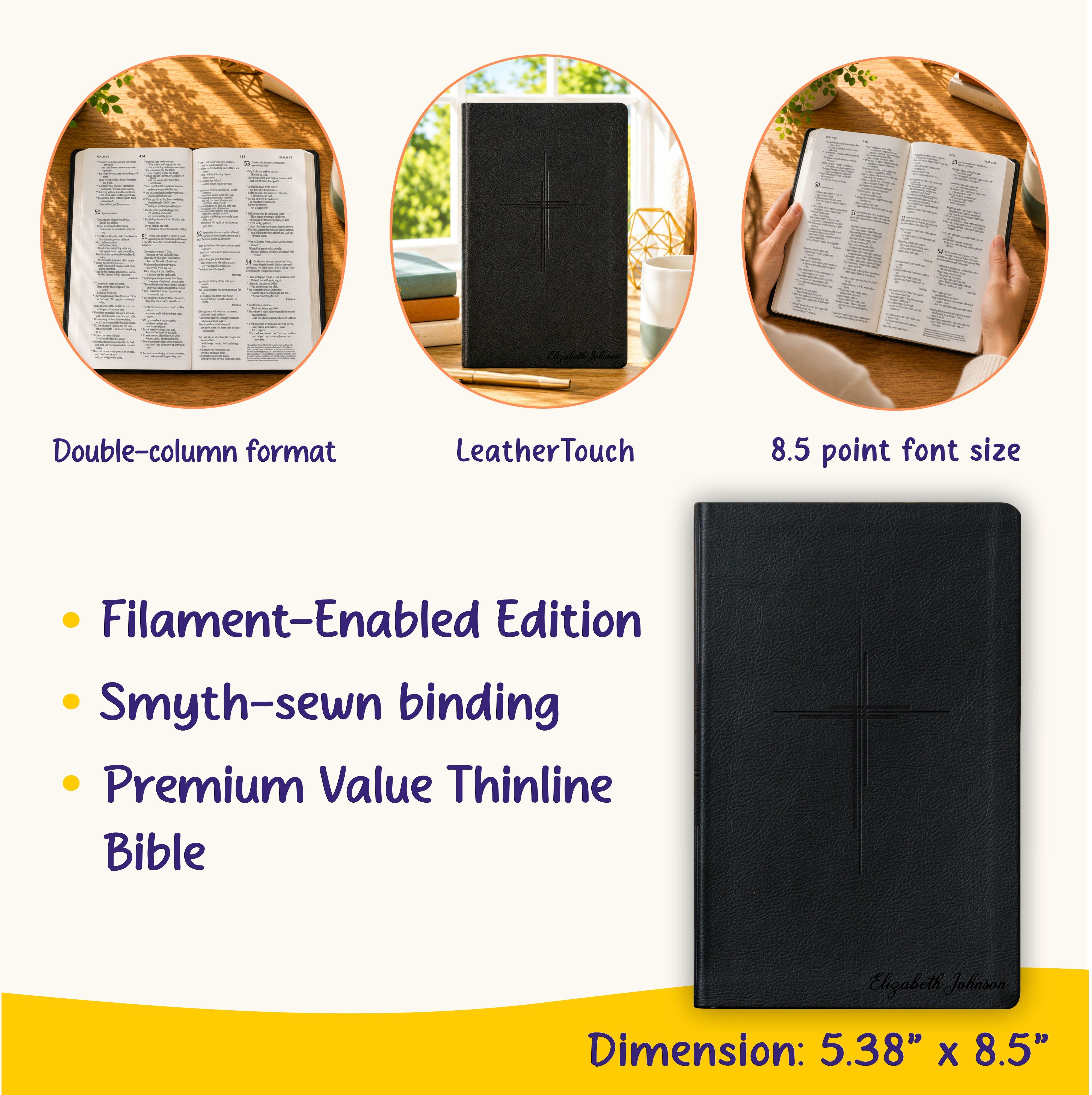 Personalized NLT Premium Value Thinline Bible, Filament Enabled New Living Translation, Custom Bible Engraved Name, Christian & Baptism Gift