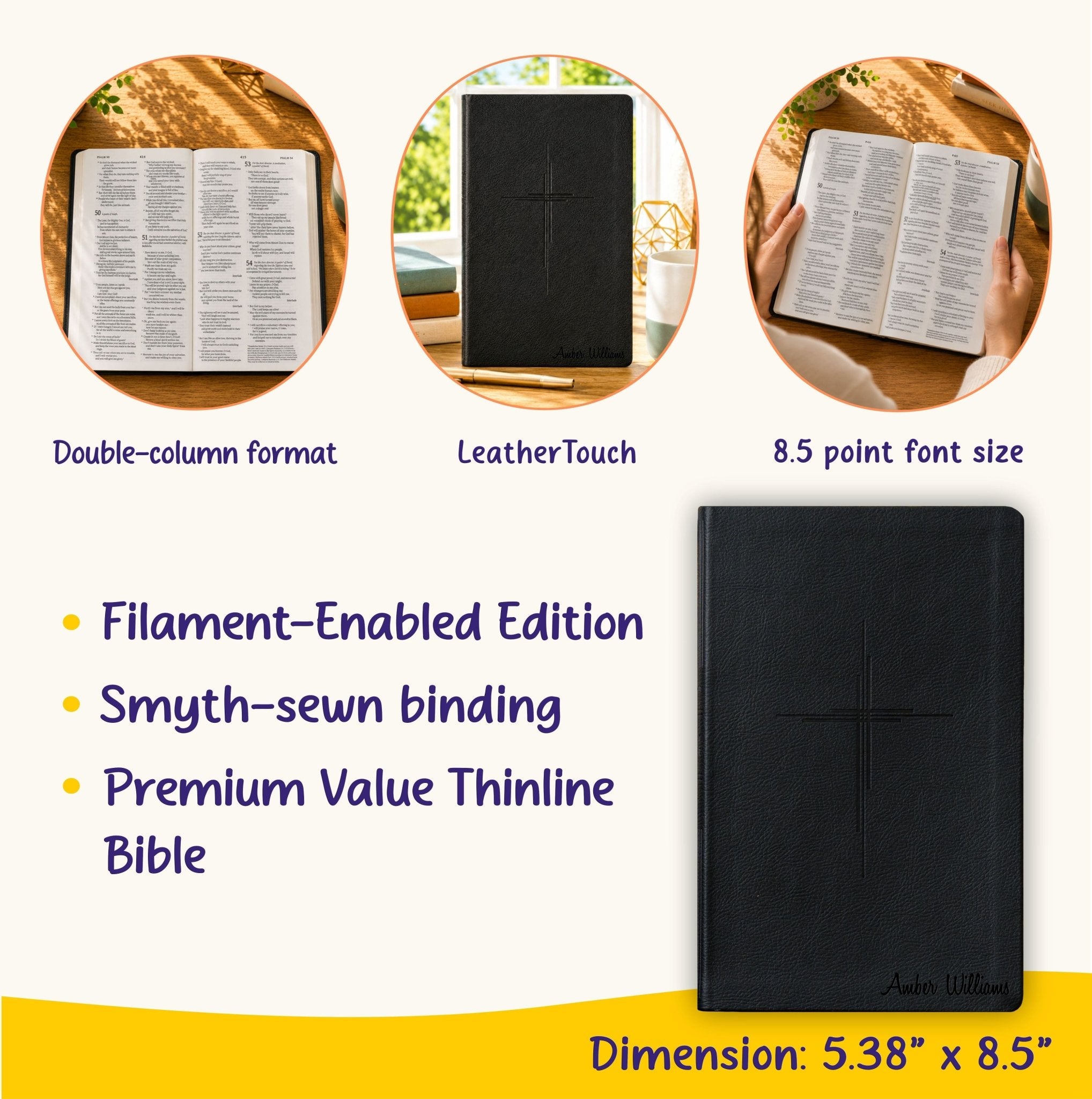 Personalized NLT Premium Value Thinline Bible, Filament Enabled New Living Translation, Custom Bible Engraved Name, Christian & Baptism Gift