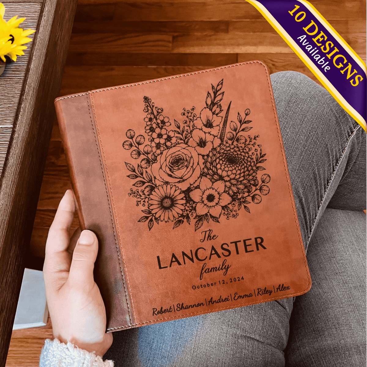 Personalized ESV Family Bible, Custom Engraved Name, Birth Month Flower Bouquet, Journaling Study Bible, Wedding Christian Gift - Religious Books - Aylev