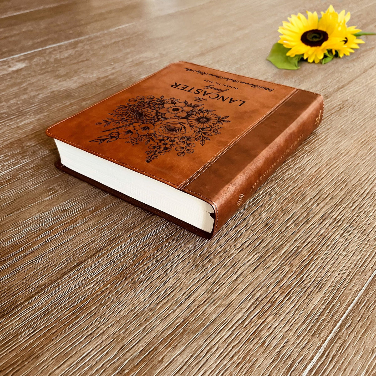 Personalized ESV Family Bible, Custom Engraved Name, Birth Month Flower Bouquet, Journaling Study Bible, Wedding Christian Gift - Religious Books - Aylev