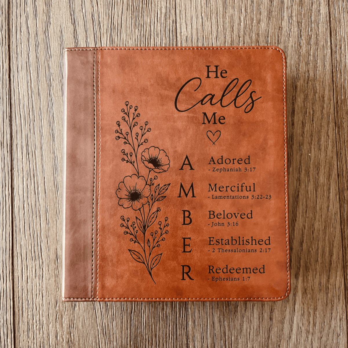 Personalized ESV Journaling Study Bible, Custom Engraved Acrostic Name with Verse Reference, He Calls Me Floral Design, Gift for Her - Religious Books - Aylev