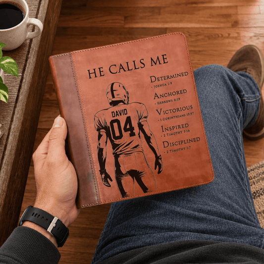 Personalized ESV Journaling Study Bible, Custom Engraved Acrostic Name with Verse Reference, Christian Sports Gift for Football Players - Religious Books - Aylev