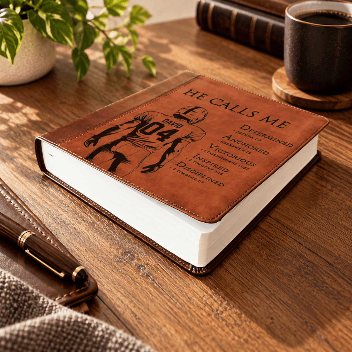 Personalized ESV Journaling Study Bible, Custom Engraved Acrostic Name with Verse Reference, Christian Sports Gift for Football Players - Religious Books - Aylev