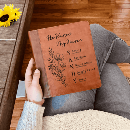 Personalized ESV Journaling Study Bible, Custom Engraved Acrostic Name with Verse Reference, Floral Design, Gift for Her - Religious Books - Aylev