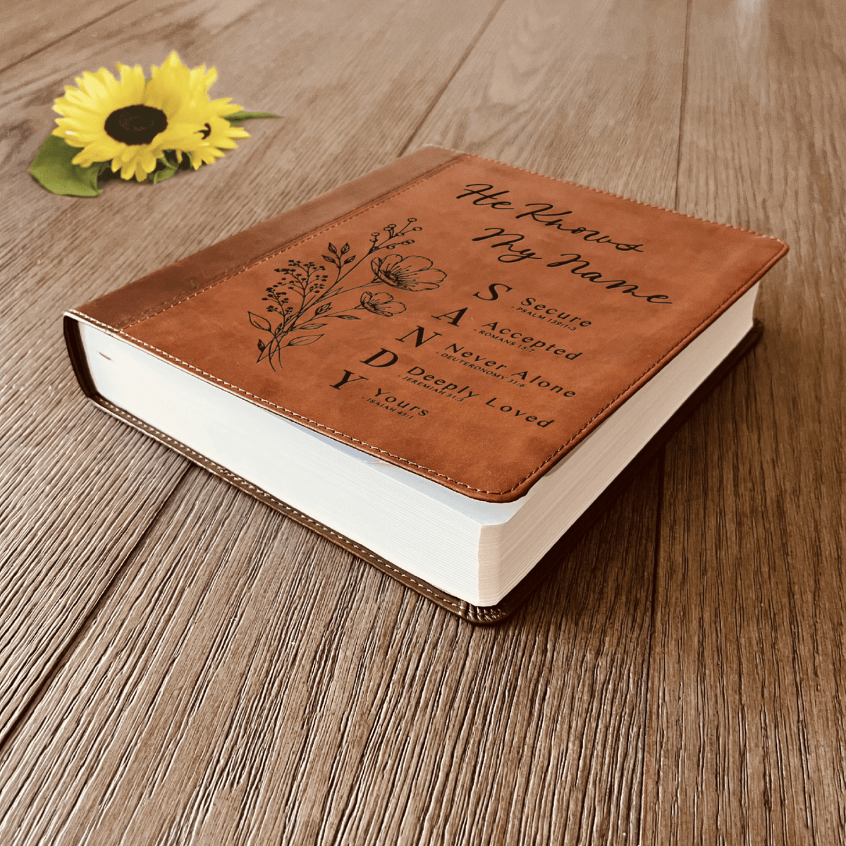 Personalized ESV Journaling Study Bible, Custom Engraved Acrostic Name with Verse Reference, Floral Design, Gift for Her - Religious Books - Aylev
