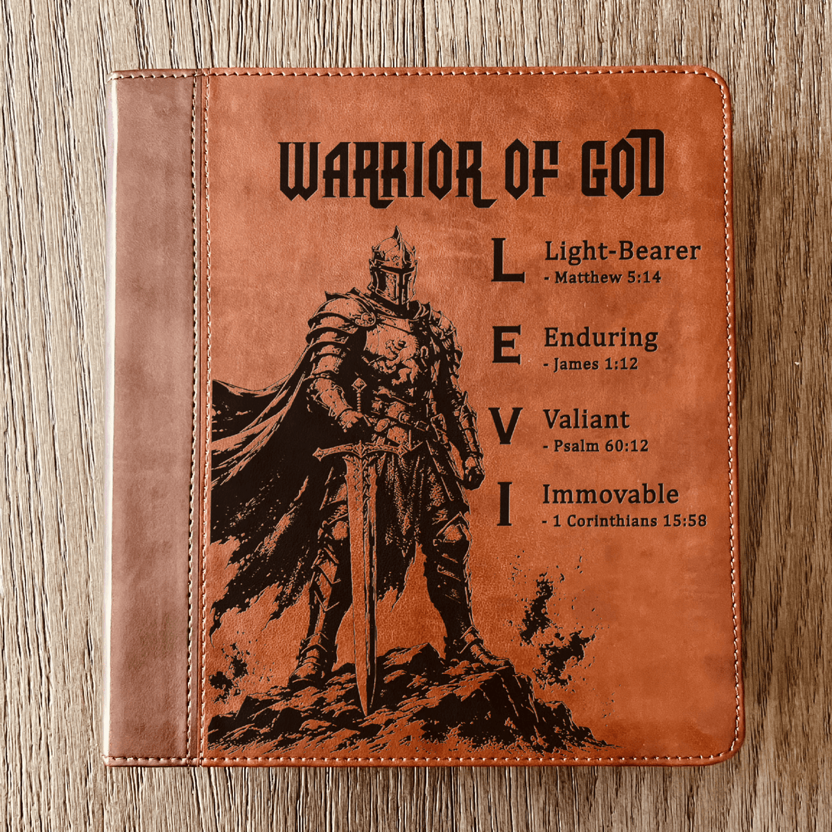 Personalized ESV Journaling Study Bible, Custom Engraved Acrostic Name with Verse Reference, Warrior of God Design, Gift for Him - Religious Books - Aylev