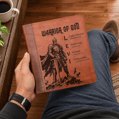 Personalized ESV Journaling Study Bible, Custom Engraved Acrostic Name with Verse Reference, Warrior of God Design, Gift for Him - Religious Books - Aylev