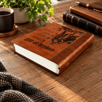 Personalized ESV Journaling Study Bible, Custom Engraved Acrostic Name with Verse Reference, Warrior of God Design, Gift for Him - Religious Books - Aylev
