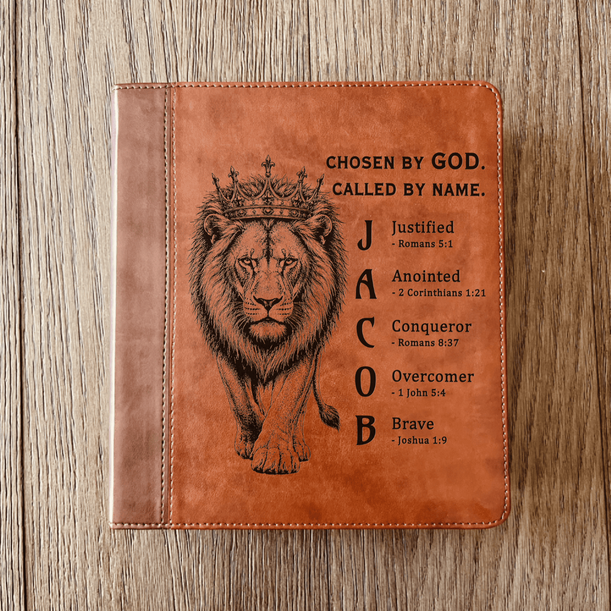 Personalized ESV Journaling Study Bible, Custom Engraved Acrostic Name with Verse Reference, Lion Design, Gift for Him - Religious Books - Aylev
