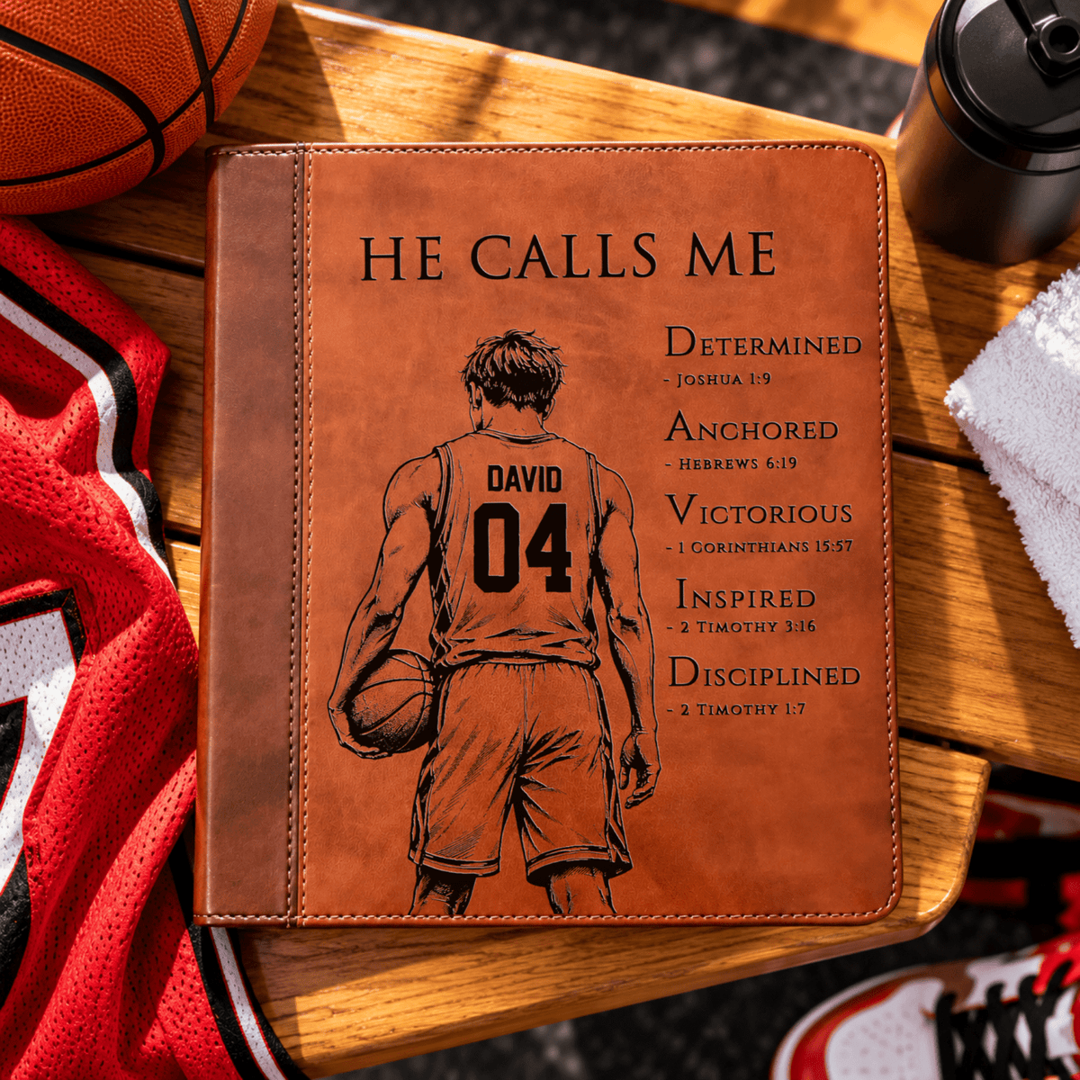 Personalized ESV Journaling Study Bible, Custom Engraved Acrostic Name with Verse Reference, Christian Sports Gift for Basketball Players - Religious Books - Aylev