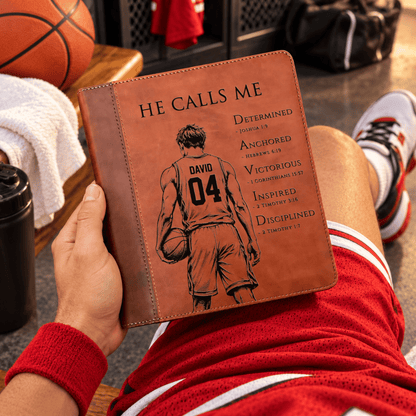 Personalized ESV Journaling Study Bible, Custom Engraved Acrostic Name with Verse Reference, Christian Sports Gift for Basketball Players - Religious Books - Aylev