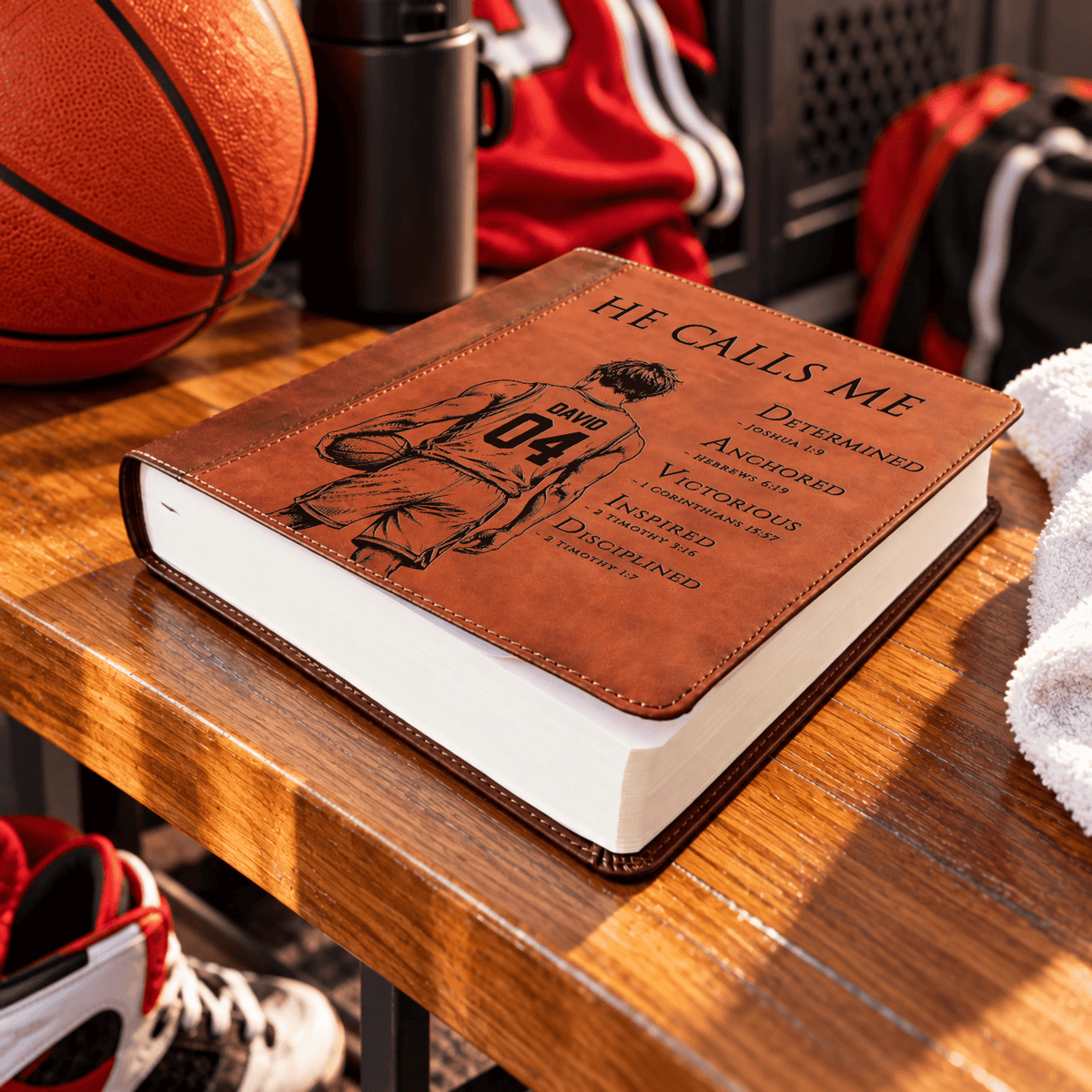 Personalized ESV Journaling Study Bible, Custom Engraved Acrostic Name with Verse Reference, Christian Sports Gift for Basketball Players - Religious Books - Aylev