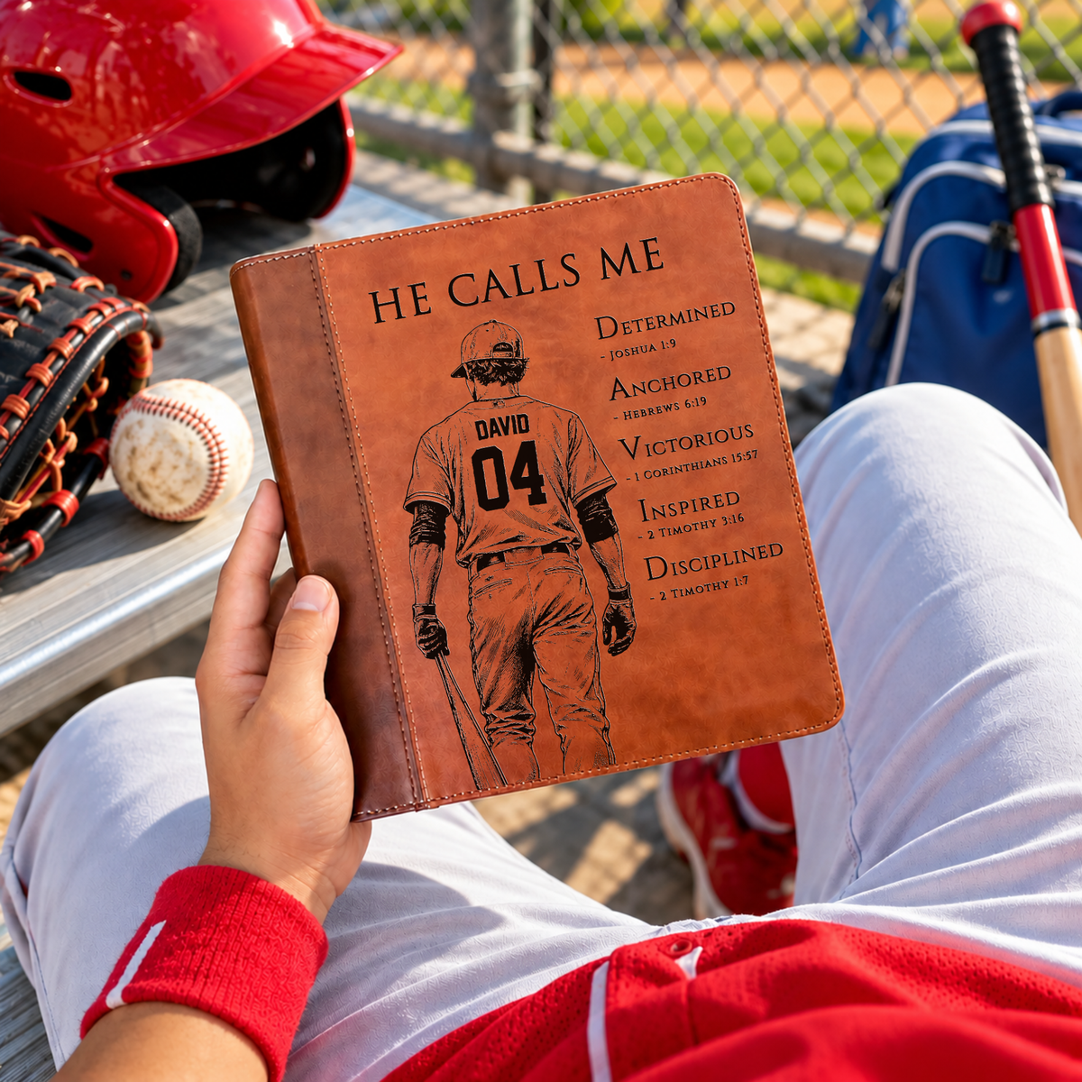 Personalized ESV Journaling Study Bible, Custom Engraved Acrostic Name with Verse Reference, Christian Sports Gift for Baseball Players - Religious Books - Aylev