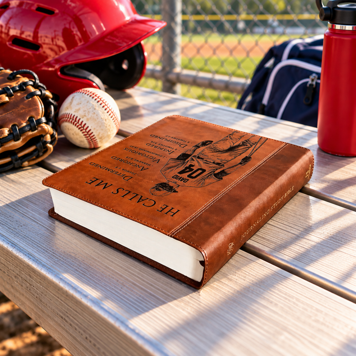 Personalized ESV Journaling Study Bible, Custom Engraved Acrostic Name with Verse Reference, Christian Sports Gift for Baseball Players - Religious Books - Aylev