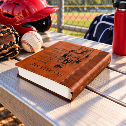 Personalized ESV Journaling Study Bible, Custom Engraved Acrostic Name with Verse Reference, Christian Sports Gift for Baseball Players - Religious Books - Aylev