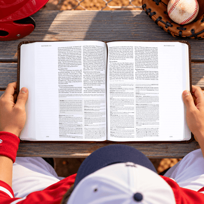 Personalized ESV Journaling Study Bible, Custom Engraved Acrostic Name with Verse Reference, Christian Sports Gift for Baseball Players - Religious Books - Aylev