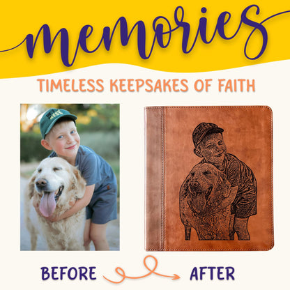 Personalized ESV Journaling Study Bible, Photo Engraved Cover, Wide Margin Bible for Note Taking, Christian Gift, Custom Engraved Bible - Religious Books - Aylev